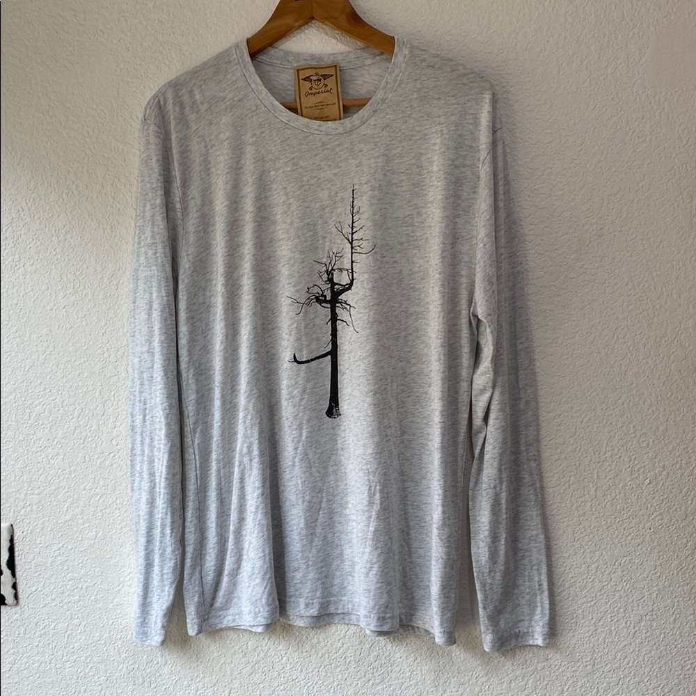 Imperial Men's Gray Long Sleeve Golf Outdoor Comfy Casual Tree Print Shirt Sz L